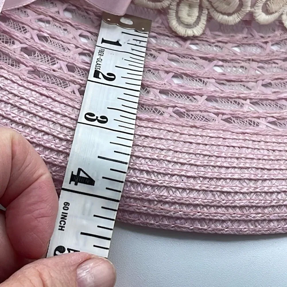 Vintage 80’s pink sun hat. Boho festival beach tropical - Picture 11 of 12